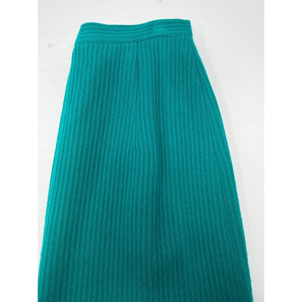 VTG 60s 70s‎ Teal Ribbed Knit Midi Skirt | ILGWU Union Made USA | Mod Pencil 12